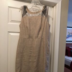 Loft linen & sequin sleeveless dress